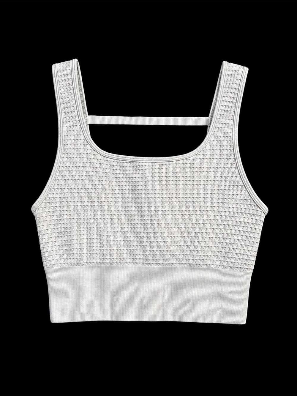 Yogalicious Light Gray Waffle Knit Longline Sports Bra Size Small